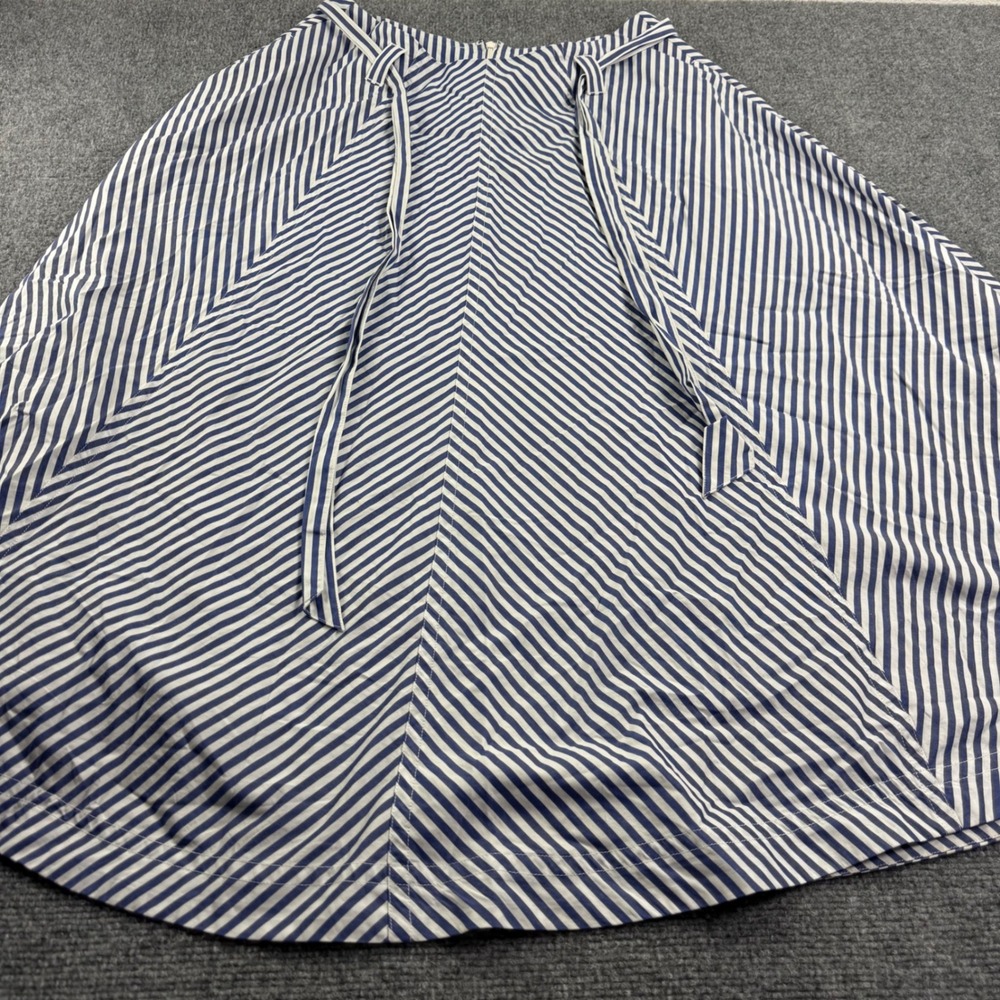 Madewell Midi Skirt 8 Blue White Striped A-Line Cotton Casual Womens